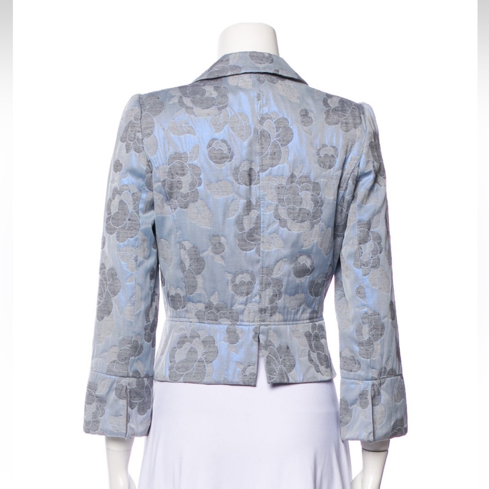 Armani Iridescent Blue Jacquard Blazer Floral Pattern, Size 4 - Picture 3 of 15